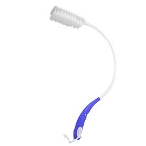 Equipo de seguridad de baño con cepillo trasero curvo de plástico blanco y azul - Product Image 1