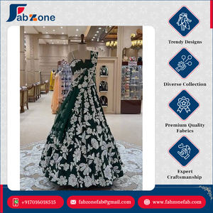 Diseño pesado de lujo estilo indio puede unir Kasturi seda Georgette botella verde Lehenga Choli con piedra trabajo Dupatta - Product Image 5