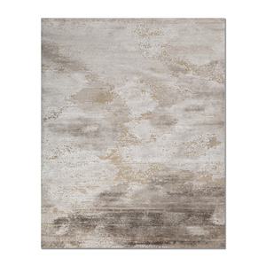 Tapis en laine et soie de bambou noué à la main Entropy Ivory AKWB-13033, épaisseur 10 mm, rectangulaire, abstrait, pour chambre, couloir, sol de maison - Product Image 1