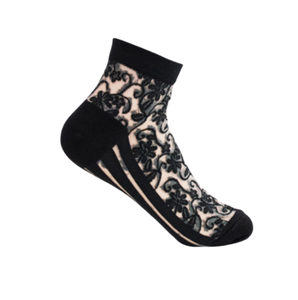Corea foylock personalizzato ricamato con Logo Design puro OEM in pizzo floreale senza Show in pizzo invisibile scollato 3D calzini floreali da donna - Product Image 1