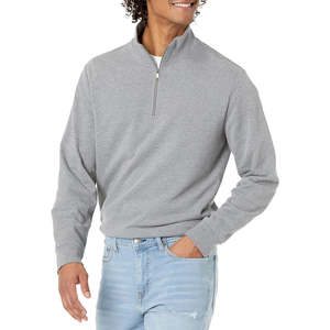 Sweat-shirt à fermeture éclair simple pour hommes Pull en molleton court avec col rond Chemises à capuche à demi-fermeture éclair Col rond - Product Image 2