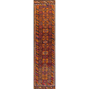 Alfombras de Lana Anudadas a Mano con Diseño Geométrico Nuray, 9x12, Rectangulares, Abstractas, Modelo Pae-3050, para Sala de Estar o Dormitorio, Color Naranja Rojo, Técnicas Hechas a Mano - Product Image 1