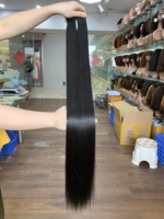 Extensiones de Cabello Humano Liso Natural Súper Doble Trama, Destacadas, Cabello Virgen Vietnamita Negro Natural, ¡Gran Venta!