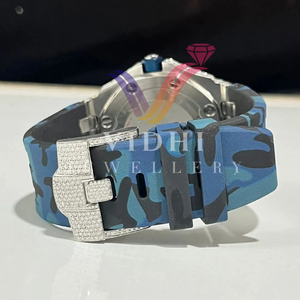 Đồng hồ thể thao Hip hop kim 2024 sang trọng kim cương VVS Moissanite mặt đồng hồ thủy tinh Silicone vàng trắng tùy chỉnh bằng thép không gỉ - Product Image 4