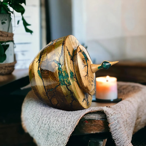 Urne de crémation en bois de chêne Fractal Burn Design Adult Ashes Boîte commémorative personnalisée pour les cendres - Product Image 4