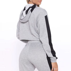 เสื้อครอปมีฮู้ดของผู้หญิงสำหรับฤดูหนาวใหม่เสื้อครอปมีฮู้ดทรงหลวมผ้าฝ้าย100% ออกแบบได้ตามต้องการสำหรับปากีสถาน - Product Image 2