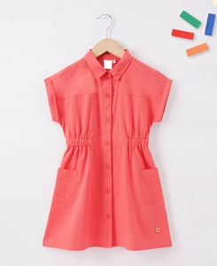 Boutique Fashion Party <b>Dress</b> 13-Year-<b>Old</b> Baby Girls Cotton Eco-Friendly Breathable Elasticated Waist Turn-down Collar Short - Product Image 3
