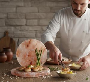 แผ่นหินเกลือหิมาลายันสีชมพูธรรมชาติสำหรับทำอาหาร ใช้เสิร์ฟ และใช้ในครัว - Product Image 4