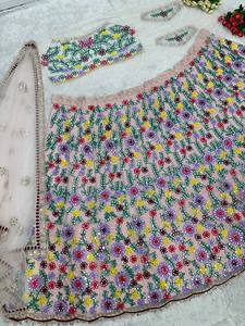 NUDAL WEAR LOURD DOUX NET RÉEL MIROIR TRAVAIL LEHENGAS CHOLI AVEC DUPATTA - Product Image 3