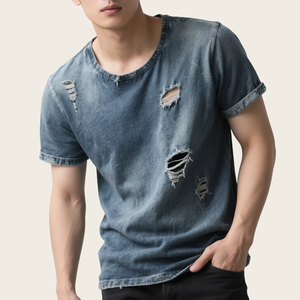 Ropa de hombre marca europea americana angustia bordado verano 305G Camiseta de manga corta pesada patrón sólido camisetas de hombre - Product Image 4