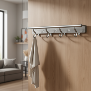 <b>Wall</b> Coat Rack Aluminum F1 Silver 7 Coat <b>Hooks</b> 1050mm - Product Image 3