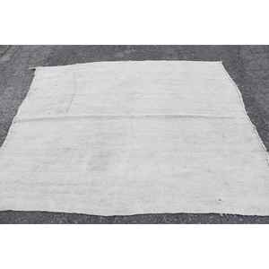 Alfombra Turca, Alfombra Vintage de 5.2x6.4 pies, Alfombra de Lana Blanca Gris con Plantas y Árboles - Product Image 3