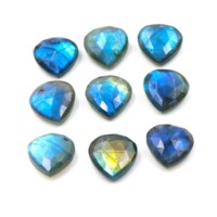 Lot de pierres précieuses en vrac de labradorite en forme de cœur, taille éclatante, pour la fabrication de bijoux, pierre de naissance naturelle bleu feu, qualité AAA, 15 mm, CMA