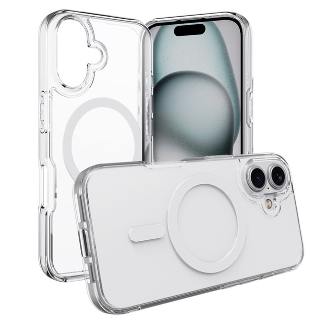 Wholesale Luxury HD Transparent Embedded Wireless Charging Magnetic Mobile Phone Case for iPhone 16 Series