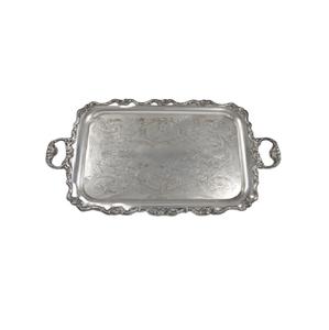 Plateau de service ovale décoratif en métal argenté Décoration intérieure nordique Grands plateaux de fruits de luxe à bordure perlée pour mariage et hôtels - Product Image 2