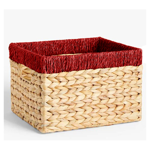 Panier de rangement pliable en jacinthe d'eau tissé à la main, écologique, avec doublure intérieure, pour les saisons - Product Image 6