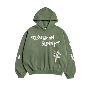 Sudadera con capucha de invierno con estampado de soplo de algodón 100% a granel con logotipo frontal personalizado, sudaderas con capucha de gran tamaño - Product Image 1