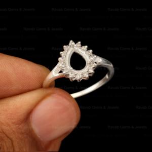 High Quality Wholesale 925 Solid Silver 6x8mm Pear Zircon Semi Mount Blank Prong Setting <b>Ring</b> Keepsake Breastmilk Jewelry Custom - Product Image 6
