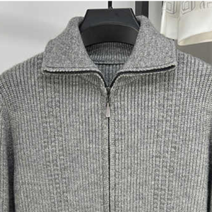 Prendas de punto de invierno para hombre Suministro ODM Cremallera transpirable Cuello simulado Suéter de punto Algodón Logotipo personalizado Impreso - Product Image 6