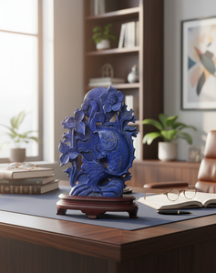 Escultura de pez Koi de lapislázuli de 10 "al por mayor | Estatua de arte chino y pedidos personalizados - Product Image 1