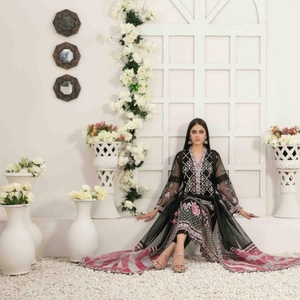 Collection de robes en mousseline de soie Tawakkal Volume ZORA en 3 pièces, salwar kameez pour femmes, broderies lourdes pour les occasions de fête, mariage, festival, vêtements de luxe - Product Image 4