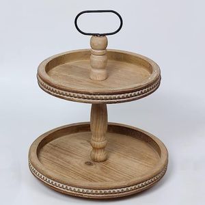 Support à gâteau imprimé en bois naturel de qualité antique avec support à gâteau de style ferme à haute finition pour hôtel et restaurant à domicile - Product Image 3