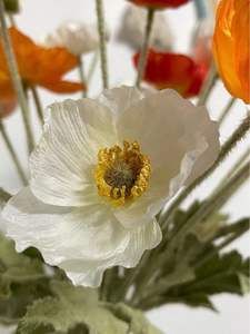 ดอกป๊อปปี้ปลอม5หัว | ดอกไม้ประดิษฐ์คุณภาพสูง | ดอกไม้ประดิษฐ์แบบ DIY | ของตกแต่งงานแต่งงาน/บ้าน | ของขวัญหลากสี - Product Image 2