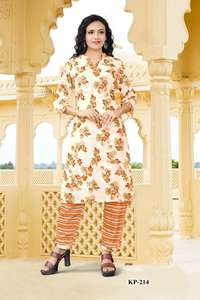 Kurta ชุดด้านล่างพิมพ์ลายผ้าฝ้ายแท้สำหรับผู้หญิงชุดสวมใส่ทุกวัน - Product Image 3