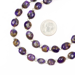 Cuentas de Amatista y Cobre Raras, Forma de Pepita de 6x8-8x10mm, Cuentas de Piedras Preciosas de Turquesa, Amatista y Cobre para la Fabricación de Joyas, Aproximadamente 8' - Product Image 1