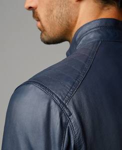 Nouvelle veste en cuir pour homme, personnalisée, durable, confortable, col montant, logo sur le devant, pour l'automne, style motard décontracté, imperméable, respirante - Product Image 6