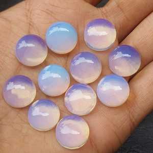 10มม. โอปอลสีนมธรรมชาติหลวมหลังแบน Cabochon เรียบเครื่องประดับทำต่างหูแหวนขายส่ง - Product Image 1
