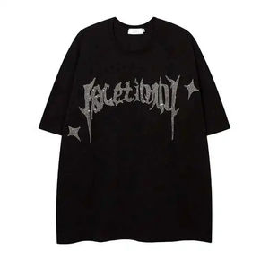 T-shirts pour hommes 100% coton de haute qualité séchage rapide et respirant poids lourd personnalisable avec des vêtements pour hommes en gros strass - Product Image 1