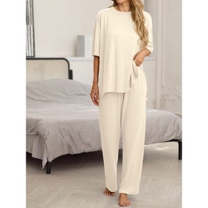 Conjunto de ropa deportiva informal de verano para mujer, transpirable, de secado rápido, para Fitness, Yoga, tenis, hombro caído, Color de golpe, dos piezas para mujer - Product Image 2