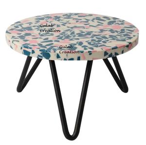 Elegant Terrazzo Resin Cake Serving Stand with Metal Legs Modern Dessert Display Platter for Parties, Weddings,Home Entertaining - Product Image 2