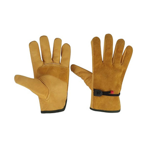 Gants de conduite pour homme en cuir de chèvre souple personnalisés, confortables, antidérapants, respirants, anti-coupure, anti-gel, logo personnalisé, gants jaunes - Product Image 3