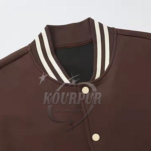Chaqueta Varsity de algodón puro 100% para hombres y mujeres, cuello levantado Reversible para la temporada de invierno, colores Blanco marrón, servicio OEM - Product Image 6