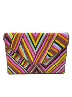 Bolso de mano con cuentas de semillas multicolor para mujer y niña, bolso de mano bordado con cuentas de semillas con estilo para mujer y Niña