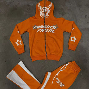 2025 nuevo logotipo personalizado impresión Color sólido pulóver algodón chándal 2 piezas alta calidad bordado pantalones de chándal y sudaderas con capucha conjuntos - Product Image 1