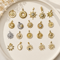 Pendentifs personnalisés en émail avec pierres rouges, motifs étoile, lune et soleil, pour couples, en laiton, pour colliers DIY, vente en gros