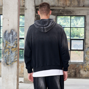 เสื้อฮู้ดผ้าบาติกบ็อกซี่สำหรับผู้ชายเสื้อมีฮู้ดแบบสตรีทไซส์ใหญ่พิเศษ - Product Image 5