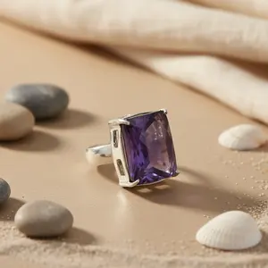 Romantic Trendy <b>Silver</b> Rutile Quartz <b>Ring</b> for Women <b>Statement</b> Inlay Rose Gold Gold Plating Free Size Licensed Private Brand 'IS' - Product Image 1