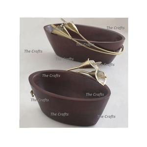 Juego de dos cuencos de madera para servir, tamaño personalizado, forma redonda, cuenco para servir postres de chocolate al mejor precio - Product Image 4