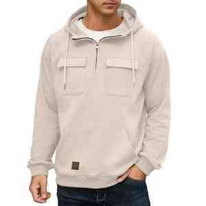 Ropa DE TRABAJO personalizada para hombres Sudadera con capucha con cremallera de cuarto Jersey táctico Casual Gym Fit Hoodie - Product Image 1