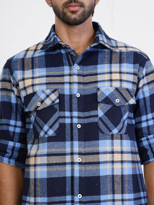 เสื้อเชิ้ตผ้าสักหลาดสำหรับผู้ชายเสื้อสไตล์ฤดูหนาวสำหรับฤดูใบไม้ร่วงย้อมผ้าฝ้าย100% พรีเมี่ยม - Product Image 4