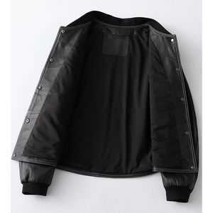 2025, chaquetas de cuero con botones delanteros para mujer, chaqueta de cuero genuino para mujer, chaqueta Bomber de cuero - Product Image 3