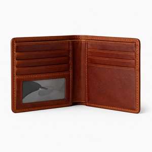 Portefeuille pour homme en cuir véritable de haute qualité avec un design classique sur le devant et un pliage en deux avec plusieurs porte-cartes - Product Image 4
