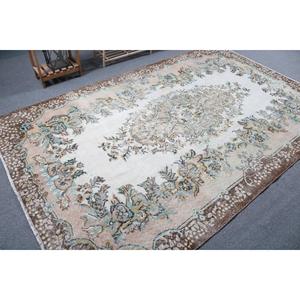 Turkish Large Rug, 5.8x9.3 ft Vintage Rug, <b>Brown</b> <b>Wool</b> Rug - Product Image 2