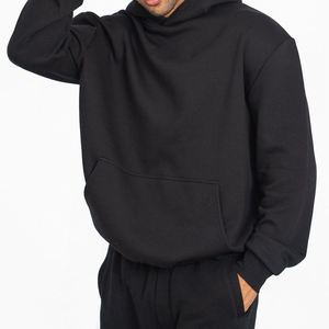 Conjunto de chándal con capucha y Jogger negro liso, ropa de invierno de lana suave, traje informal cómodo unisex, sudadera cálida, pantalones de chándal - Product Image 2