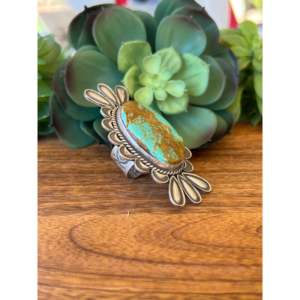 Bague en turquoise et argent sterling Kings Manassa, objet de collection culturelle d'Alex Sanchez, taille 8.75 - Product Image 4