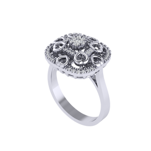 Anillo de Plata de Ley 925 con Certificado BIS, 41 Piedras de Circonita Cúbica, Chapado en Oro, Opciones de Oro Rosa y Rodio, Corte Pera, 3.5g - Product Image 1